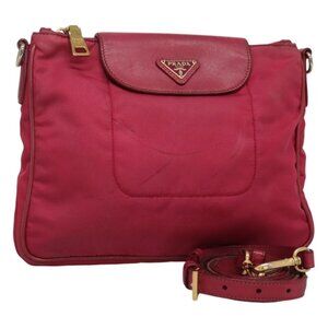 Authentic PRADA Shoulder Bag Nylon Pink Gold